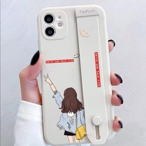 Girl painted phone case with wristband holder